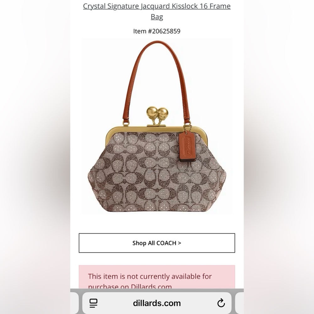 Coach Crystal Signature Jacquard Kisslock 16 Frame Bag - Picture 16 of 17